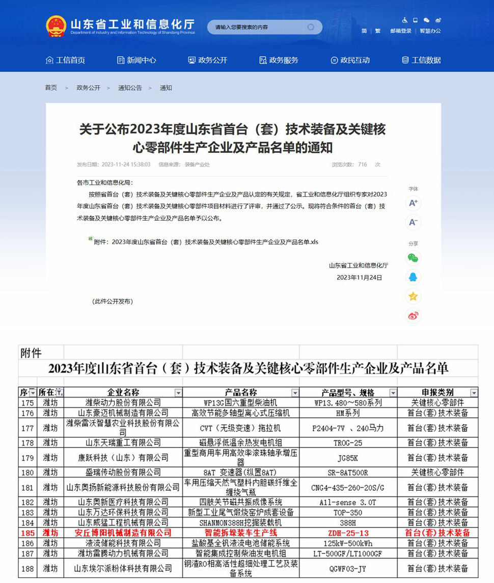 祝賀博陽機械“智能拆垛裝車線”入選省首臺套技術裝備